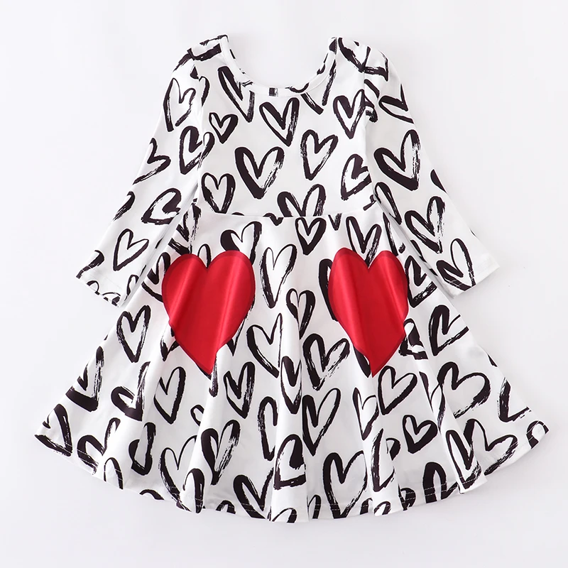 Girlymax Valentine's Day Baby Girls Kids Clothing Milk Silk Love Heart Shape Dress Knee Length | Детская одежда и обувь