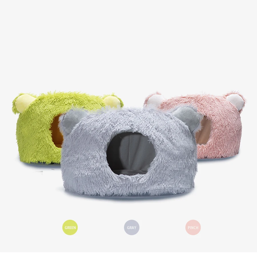 

Soft Round Plush Feutre Cat Bed Cave House Winter Semi-closed Pumpkin Bed Hamburger Coussin Chat Cama Gato Pet Product 50MW76