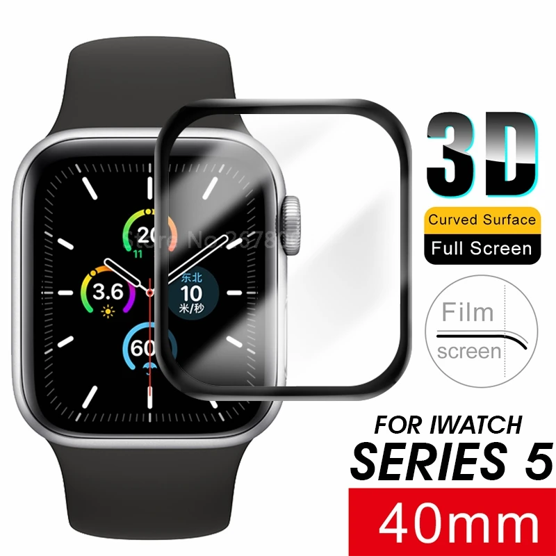 3D Полностью закаленное стекло для Apple Watch Series 5 40 44 мм защита экрана 3D Премиум взрывозащищенное стекло для iwatch 40 44 мм