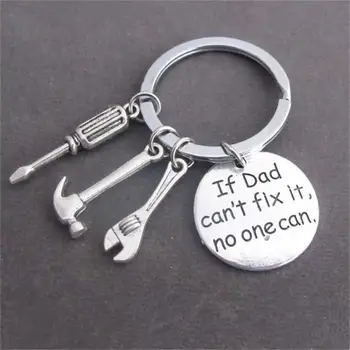 

10styles Stationery Office Supplies Zinc alloy Keyring ''If Dad Can''t Fix It No One Can''Keychain Key Holder Sets Jewelry