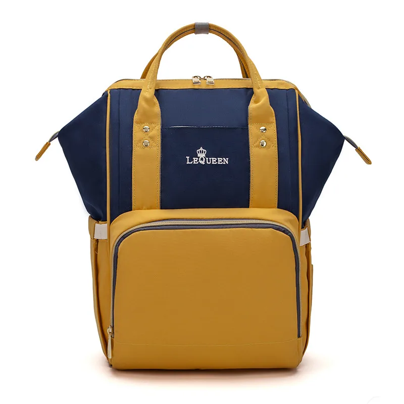 Yellow Dark Blue Lequeen пеленки рюкзак Многофункциональный Открытый Дорожная сумка уход за ребенком Мумия сумка для коляски уход сумка пеленка - Цвет: Yellow Dark Blue