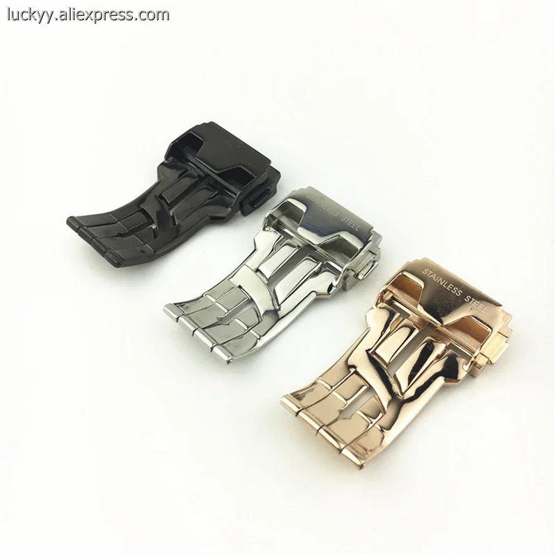 Folding Press Buckle 22 24mm Rose Gold Stainless Steel Clasp for Mens Watch Match Big Band Luxury Brand A117