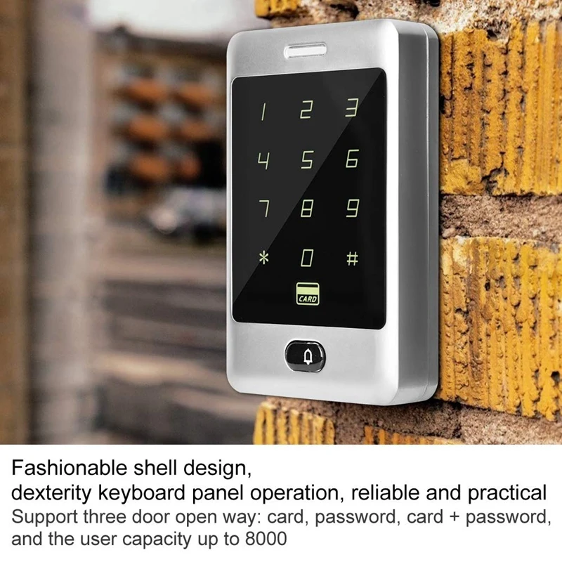 

RFID Waterproof Access Control with Press Metal Keypad 125KHz Card Reader 8000 Users for Lock Office Security System