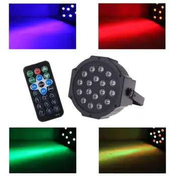 

18-LED Red & Green & Blue Light Voice Control Parcan Projector Lamp with Remote Controller Black JA55