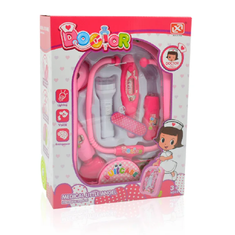 

CHILDREN'S Toy Play House Cartoon Doctor Set Travel Trolley Colorful Box Bag Lamp Electric (Light, Music)