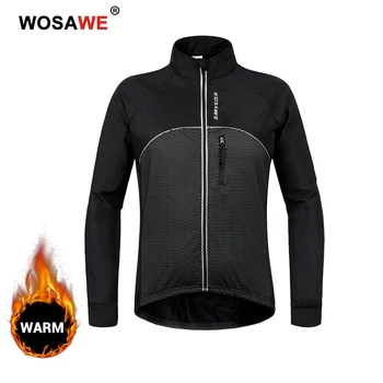 

WOSAWE Men's Winter Motorcycle Jackets Long Sleeved Thermal Fleece Warmer Cycling Jerseys Waterproof Windproof Rider Bike Coat