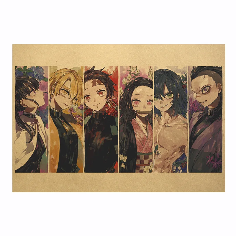 Постер Demon Slayer: Kimetsu no Yaiba классический крафтовый аниме-постер украшение для