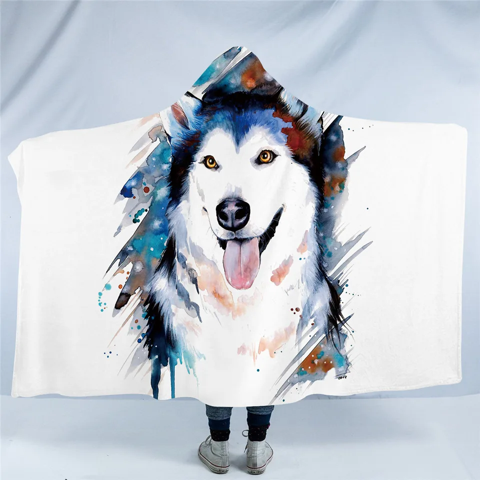 Husky Одеяло с капюшоном с изображением черепахи жизни Пикси, холодное искусство, богемное цветное шерстяное одеяло с цветочным рисунком, шерстяное одеяло, акварельная черепаховая Манта - Цвет: Husky