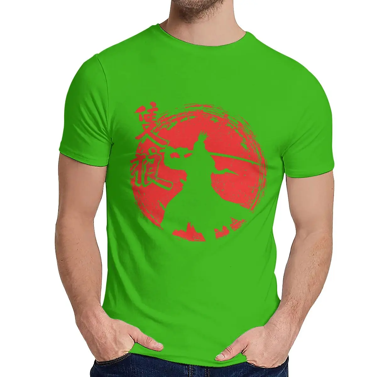 O-образным вырезом One-armed Wolf Red Sun Sekiro Shadows Die Twice футболка Новое поступление мужские удобные La Camiseta дизайн для унисекс - Цвет: Зеленый