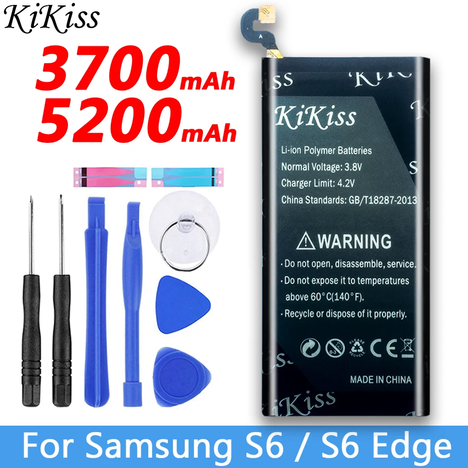 KiKiss батарея для samsung Galaxy S6/S6 Edge Высокая емкость батареи мобильного телефона G920 G920f G925 G925S EB-BG920ABE EB-BG925ABA