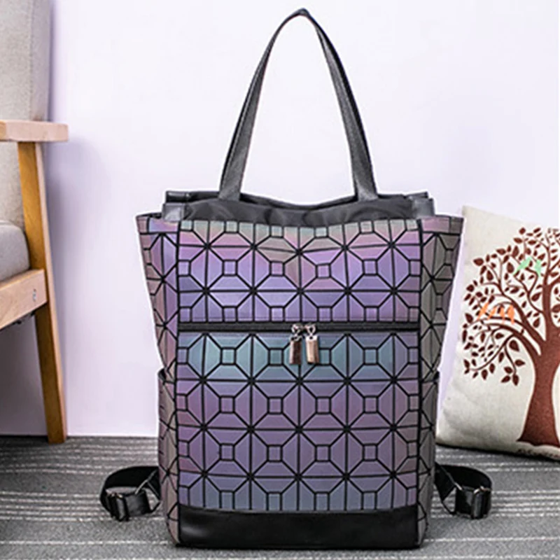 DIOMO, Женский светящийся геометрический рюкзак, модная вместительная сумка на плечо для подростков, Школьный Рюкзак Для Путешествий, спорта на открытом воздухе - Цвет: Luminous Square