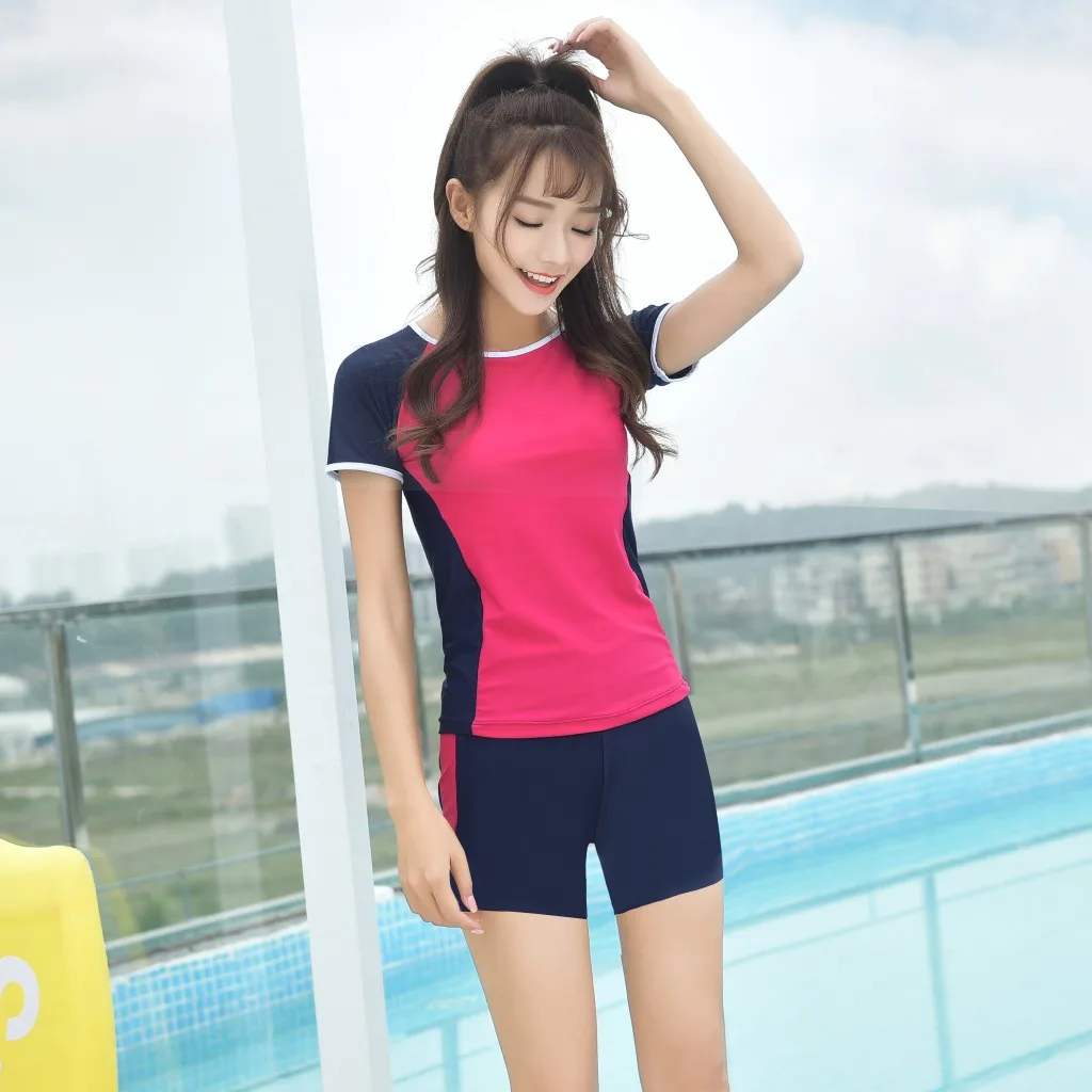

Korean-style Bathing Suit Women's Split Type Boxer Athletic Conservative Slimming Belly Covering Small Bust Gathering Large Size