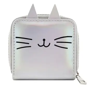 

Women Holographic Coin Card Key Wallet Cartoon Cat Pouch Mini Purse Change Bag