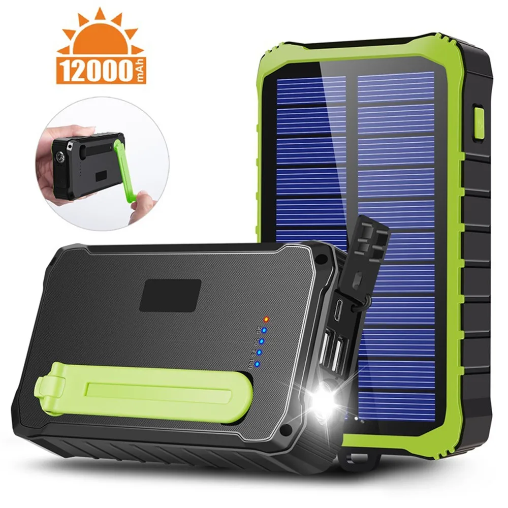 Solar Power Bank PD 18W QC3.0 Two-Way Fast Charge Outdoor Powerbank Phone External Battery Portable Charger Auxiliary Battery powerbank 20000