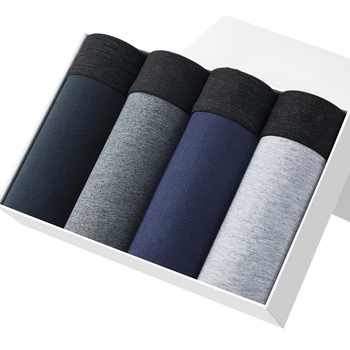 

4Pcs\lot Underwear Soft Boxers Cotton Boxer Men Solid Boxer Shorts Plus Size Boxers Mens Underwear Lot