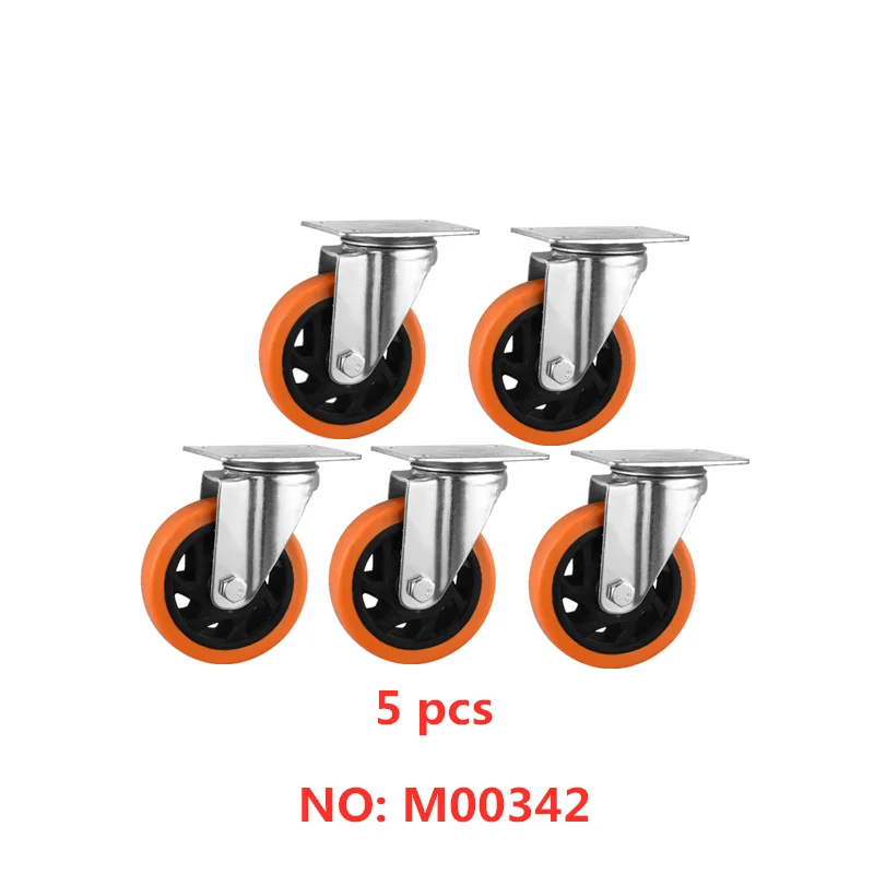

5 pcs Casters Factory Direct 3-inch Yellow Tonghua Caster Medium Double Bearing Orange Machine Equipment Foot Wheel