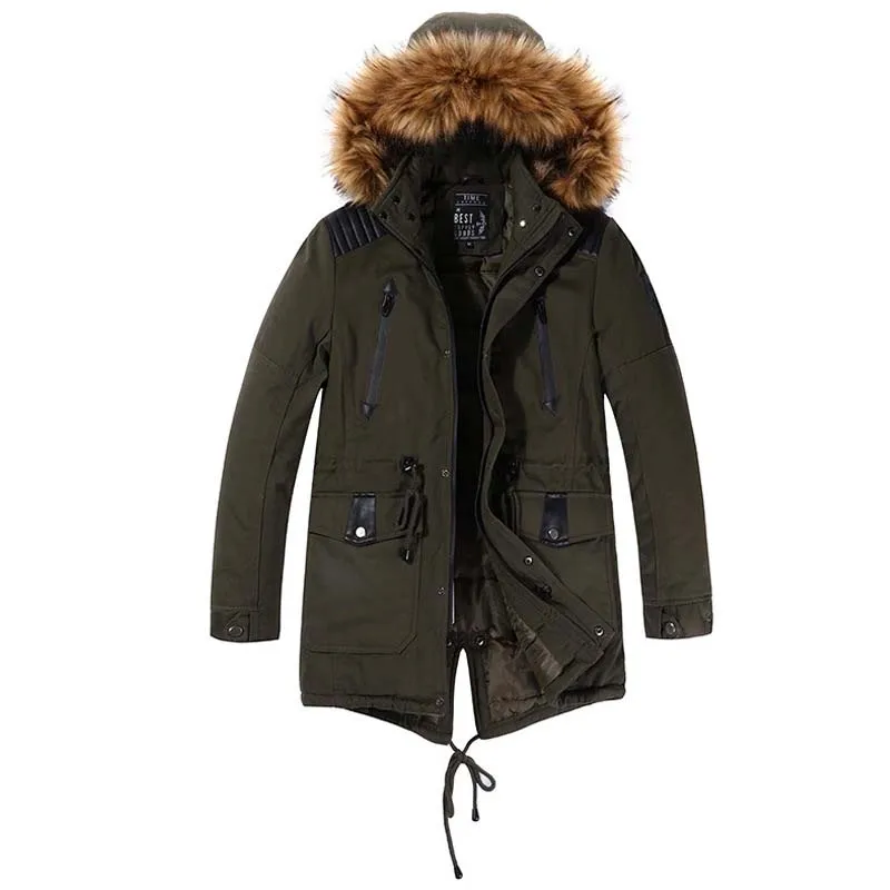 

Mens New Fashion Winter Jacket Men Thick Casual Outwear Men's Fur Collar Windproof Parkas Plus Size Hooded Warm Cotton Overcoats