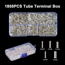 1850 pces tubo terminal conjunto bootlace virola kit não isolado nu butt cablagem cabo conector misto terminais de friso kits