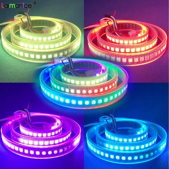 

WS2812B WS2812 RGB Led Strip Individually addressable dream color Waterproof IP67 Flexible PCB Black white DC5V 60Leds/M Light
