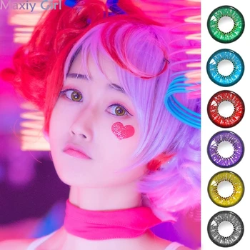 

2Pcs/1Pair Cosplay Eye Contact Lens Colored Halloween Party Cosmetic Contacts Lenses Beautiful Pupil Colorful Eyes Wear Yearly