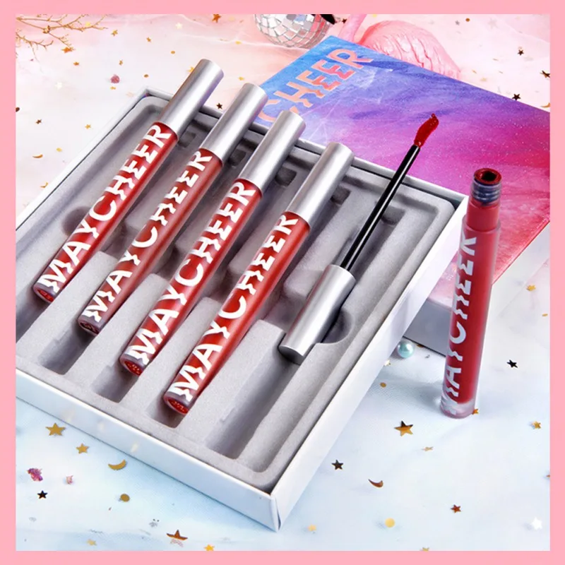 Duração à Prova Gloss Labial Fosco Longa Dset Água Batom Definir Brilho 2021 Novo 3 Gloss labial fosco longa duração à prova