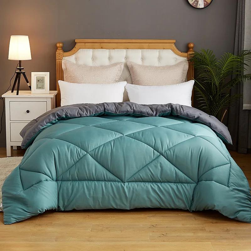 Pure Color Thicken Duvet With Stuffing Patchwork Quilt Warm Winter Bed Cover Comforter New Bedset 220*240cm | Дом и - Цена: 