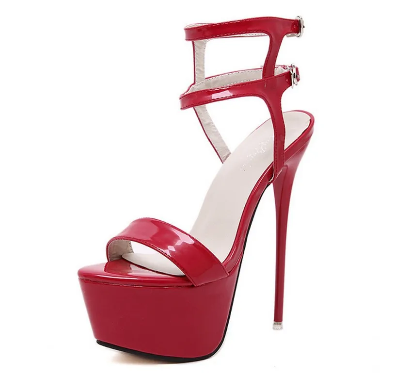Женские босоножки на высоком каблуке 16 см; пикантная обувь для стриптиза; вечерние туфли-лодочки; женские сандалии-гладиаторы на платформе; Размеры 35-46 CWF-my166-2 - Цвет: red