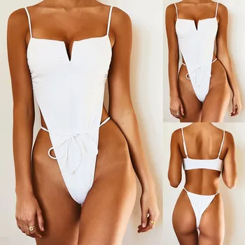 

Hot Sexy Jumpsuit 2020 Solid Color Biquini Sling Backless Bathing Suit For Women Push Up Padded Underwear Lengerie Traje de baño