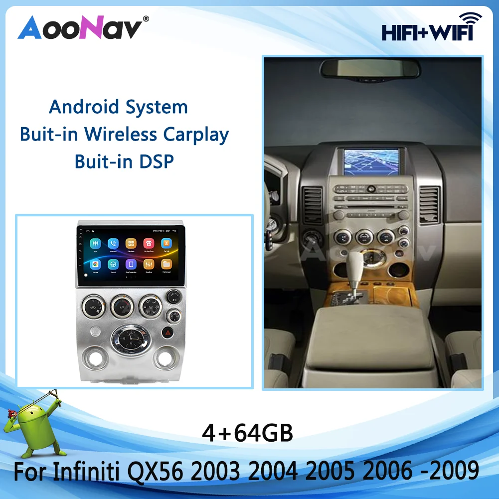 Horizontal Screen Head Unit For Infiniti Qx56 2003-2009 Stereo 2 Din ...