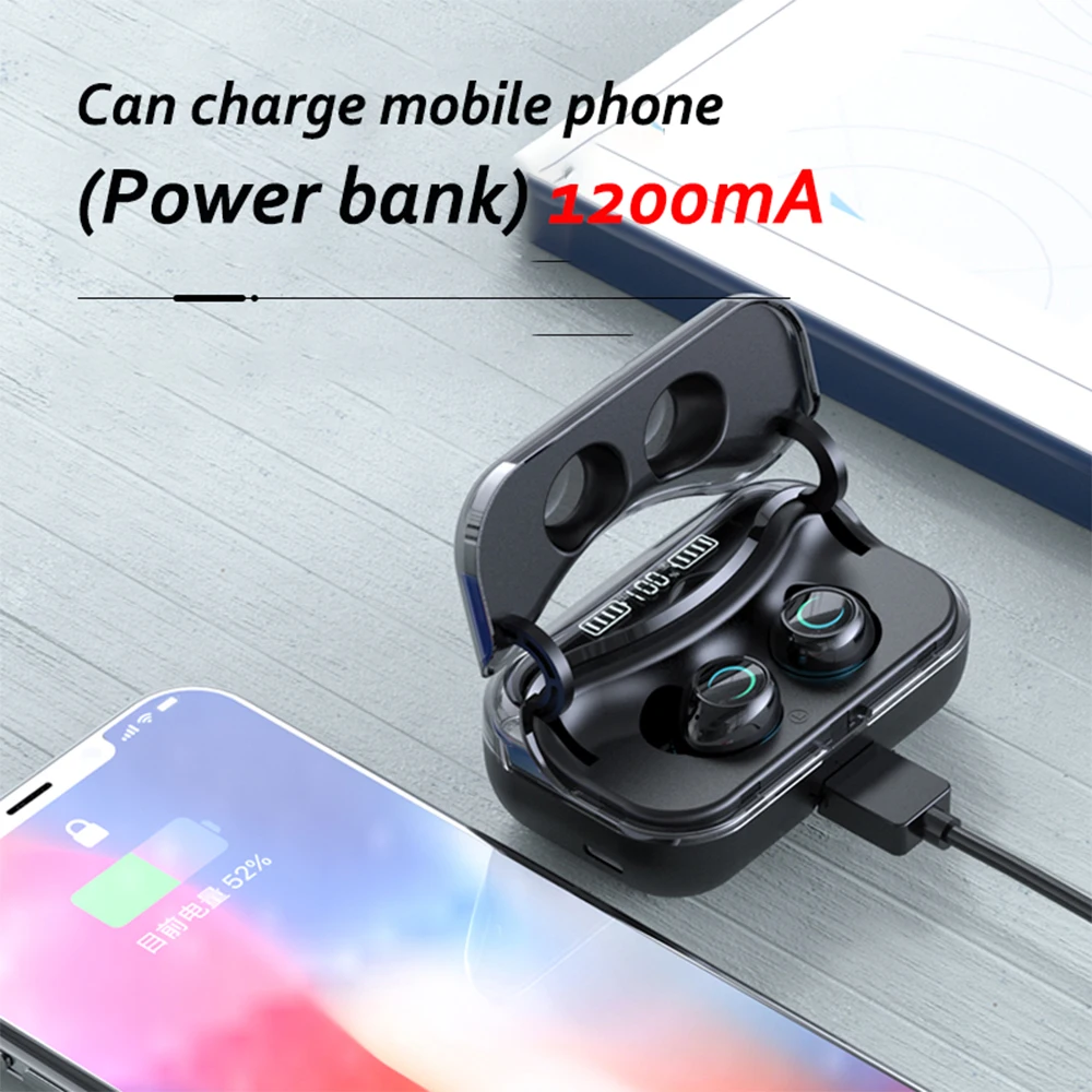 TWS Bluetooth 5 1 Wireless Earphone Touch free 9D Stereo Headphons HiFi IPX7 Waterproof Earbuds Headset with 1200mA Charging Box