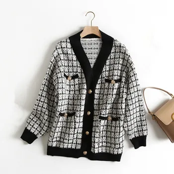 

Autumn and Winter New Korean Version Loose Boxed Women's Top, Short Knitted Open-top, Small Fragrance Style Sweater