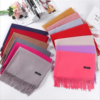 

2019 Fashion Wild Autumn Winter Women Solid Color Cashmere Scarves Tassel Female Long Warm Thick Scarf Shawl Dropshipping