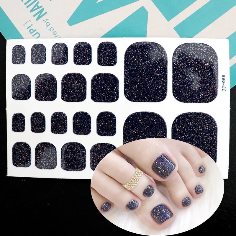 JJ066 22tips/sheet Eco-Friendly Toenail Sticker Professional Multicolor Toe Nail Wraps Stickers DIY Adhesive Decals Manicure Wholesale - Color: JJ066