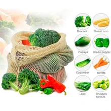 Kacuyelin хлопковый многоразовый мешок для овощей и фруктов, 3 размера, сумка для хранения фруктов, переносные сетчатые сумки для хранения овощей и фруктов