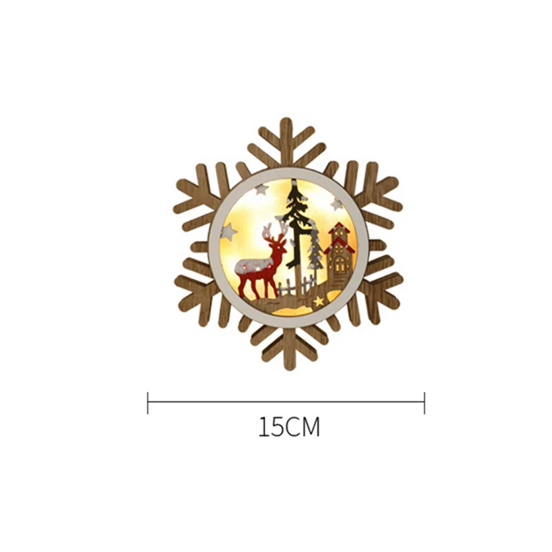 Светодиодный ночник с деревянными карточками, Рождественская елка, украшение в виде звезды, ночник, подвесное украшение, снежинки, украшения для детей, подарок - Цвет: Snowflake