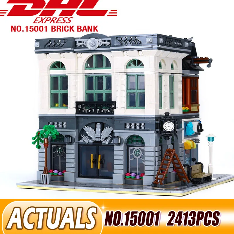 DHL, 15001, 2413 шт, серия city, набор кирпичных блоков, совместимый 10251, Строительные кирпичи, блок, уличный вид, Набор детских игрушек, Рождественский подарок
