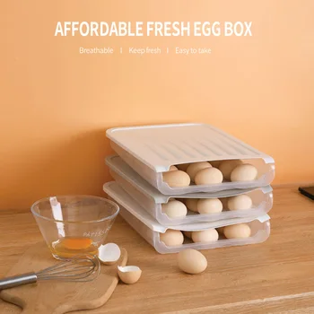 

266 Automatic Rolling Egg Box Storage Box with Lid-Superimposed Plastic Anti-Collision Storage Box Refrigerator Freshness Box