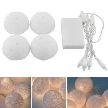 

10 LED Aladin LED String Light Cotton Ball Lights White Ball Party Decor Cotton Handmade Bedroom Patio Decration Xmas Christmas