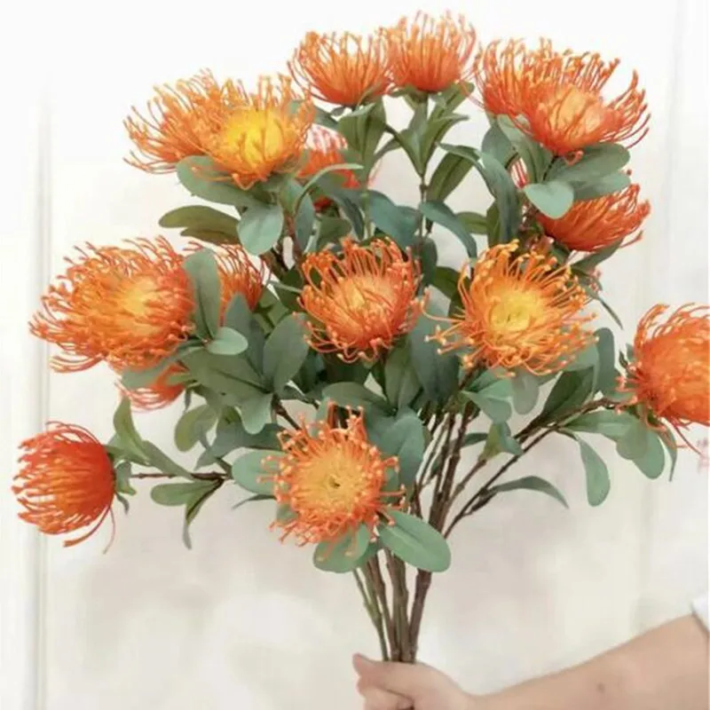 Fake Emperor Flower (3 stems/piece) 32.68&quot Simulation Plastic Claw Chrysanthemum for Home Decorative Artificial Flowers | Дом и сад