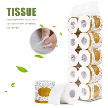 

10 Rolls Toilet Paper 3-ply Bath Tissue Bathroom White Soft for Home Hotel Public PI669