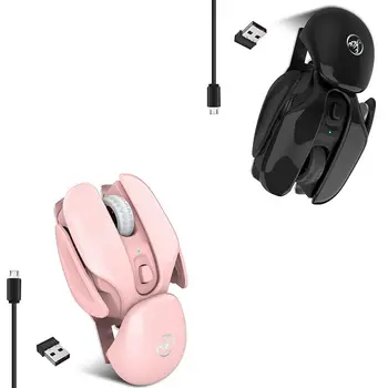 

Hxsj 2pcs Usb Wireless Mute Mouse 1600Dpi Rechargeable Office Mouse 2.4G Optical Mouse, Gaming Mouse - Pink & Black