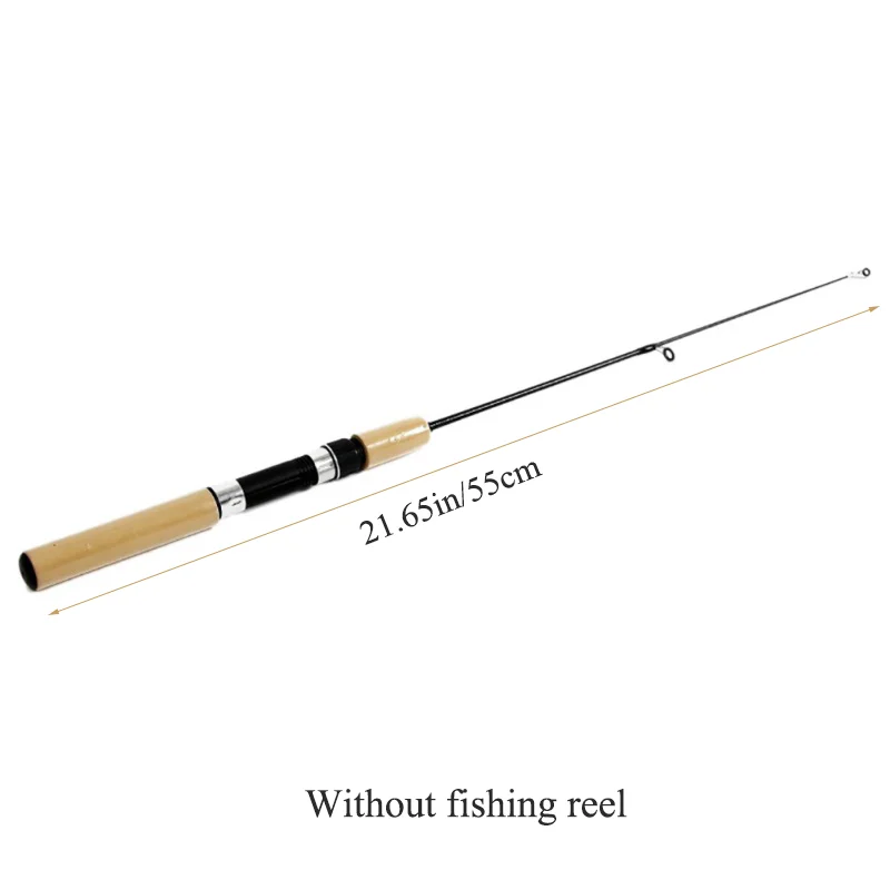 55cm fishing rod Зимние металлические Рыболовные катушки, удочки для подледной рыбалки, Мини Удочка, упругие Углеродные приманки, Удочка, противоскользящая деревянная цветная ручка, 1 шт - Цвет: 55cm fishing rod