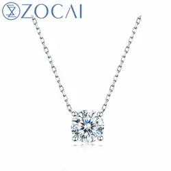 ZOCAI Алмазное ожерелье 100% натуральный Сертифицированный 0.10ct H/SI АЛМАЗ 18K Белое Золото (AU750) ожерелье стиль моды подарок D06621