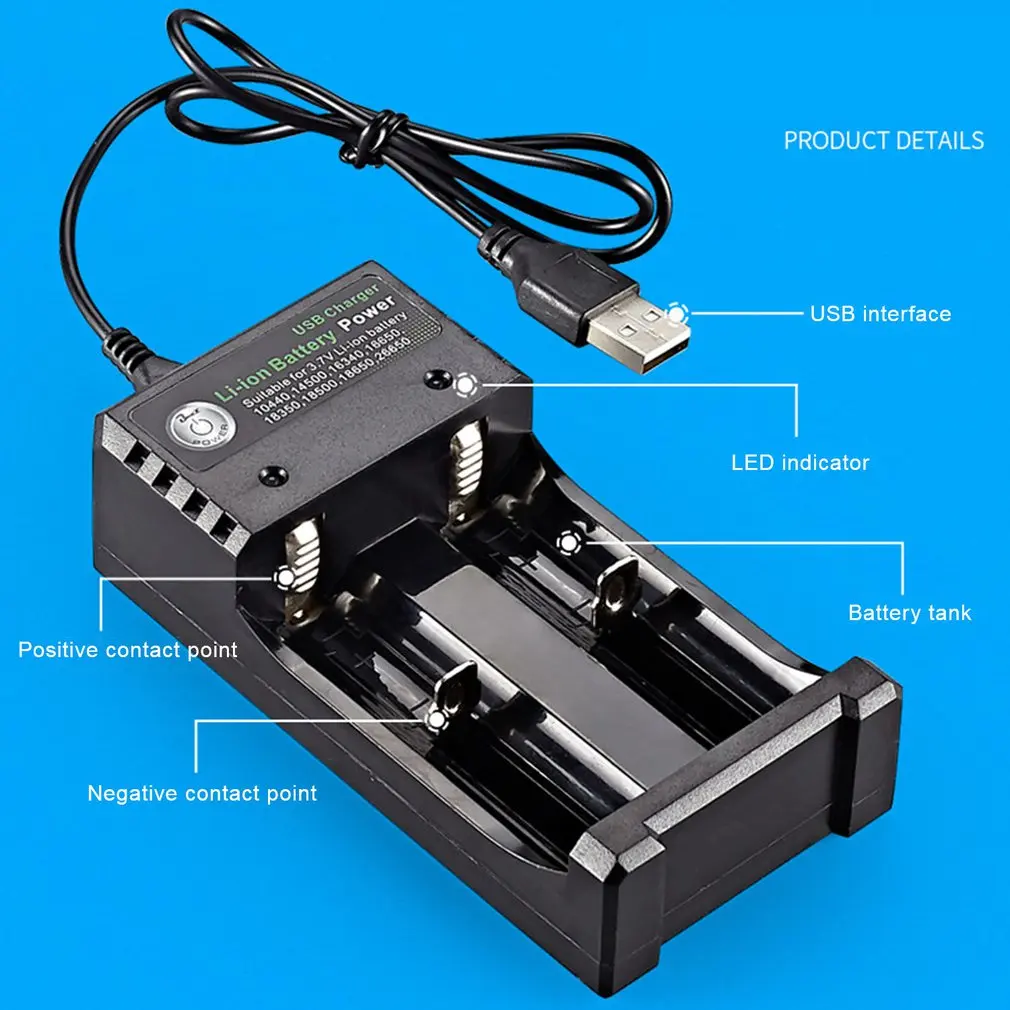 18650 Charger Single Double 4 Slot 3.7v Battery Charger Multifunction Charge Universal Flashlight Charger