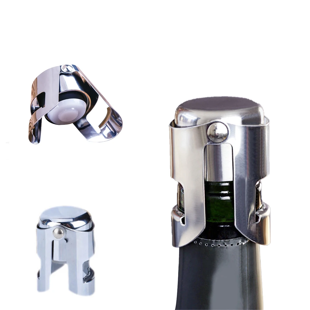 New 1pc Bar Inflatable Sparkling Stainless Steel Champagne Stopper Bottle Stopper Button Anti-Skid Leak Red Wine Wine Stopper