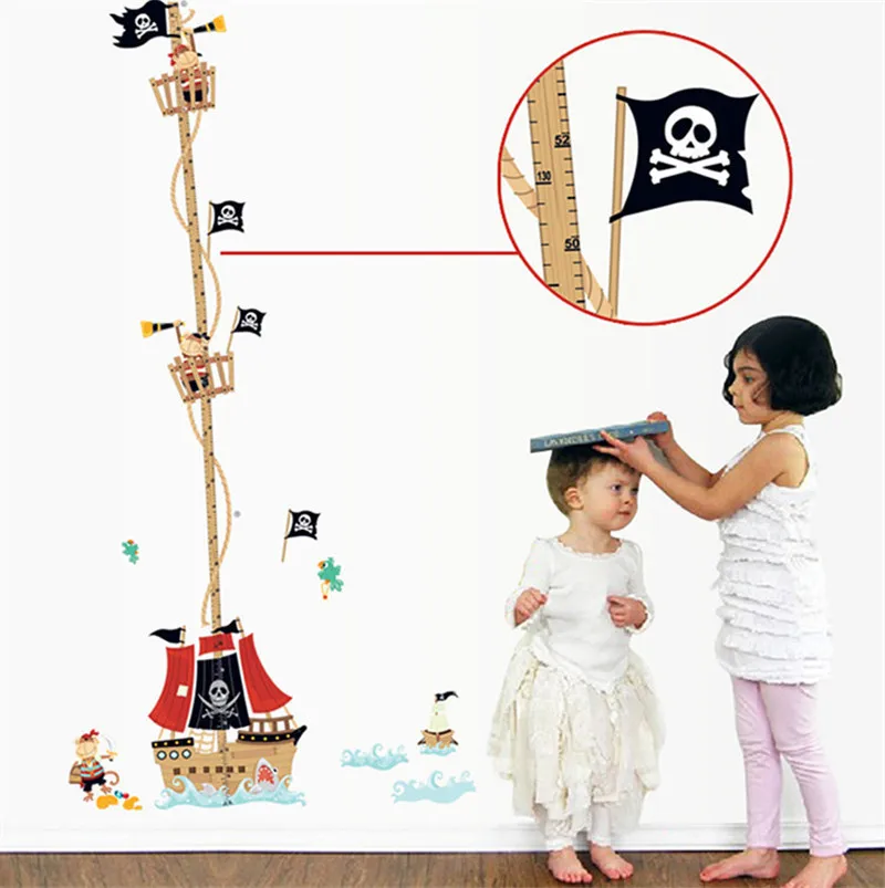 Милый мультфильм пиратский корабль наклейка на стену для детей Ростомер Детская комната Декор домашняя наклейка