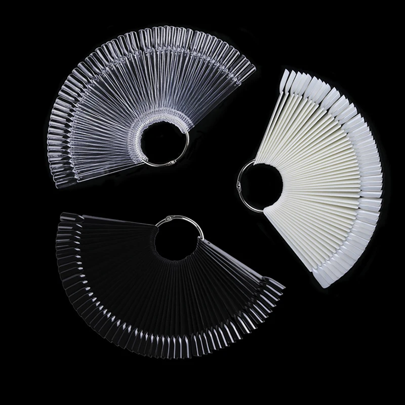 

Clear False Nails Fan Style Practice Display Natural Black Transparent Sticks Polish Display Acrylic Tips for Gel Tools TR386