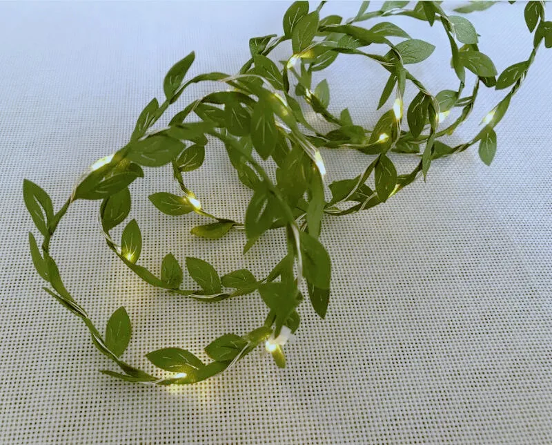 

Fabric Leaves 50LED Garland Fairy Lights String Lights for Wedding Decorations Battery Operated Indoor Bedroom Home Decoration