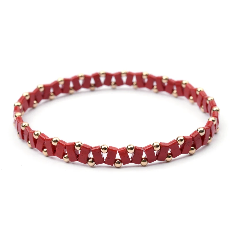 BOJIU 23 Colors Bohemia Miyuki Tila Beads Bracelets For Women Boho Adjustable Delica Beads Bracelets Lady Gift Joyeria BC352 - Окраска металла: 4-Dark Coral Red