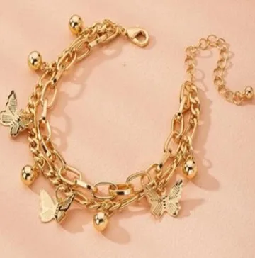 Butterfly Bracelet Woman Layered Girl Bracelets Tassel Fashion Clavicle Chain Lady Party European Zinc Alloy Collares chain bracelet